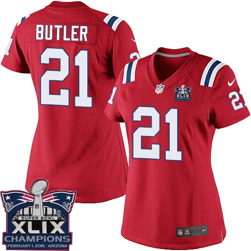 Women's Elite Malcolm Butler Super Bowl XLIX Champions Nike Jersey Red Alternate - #21 NFL New England Patriots
